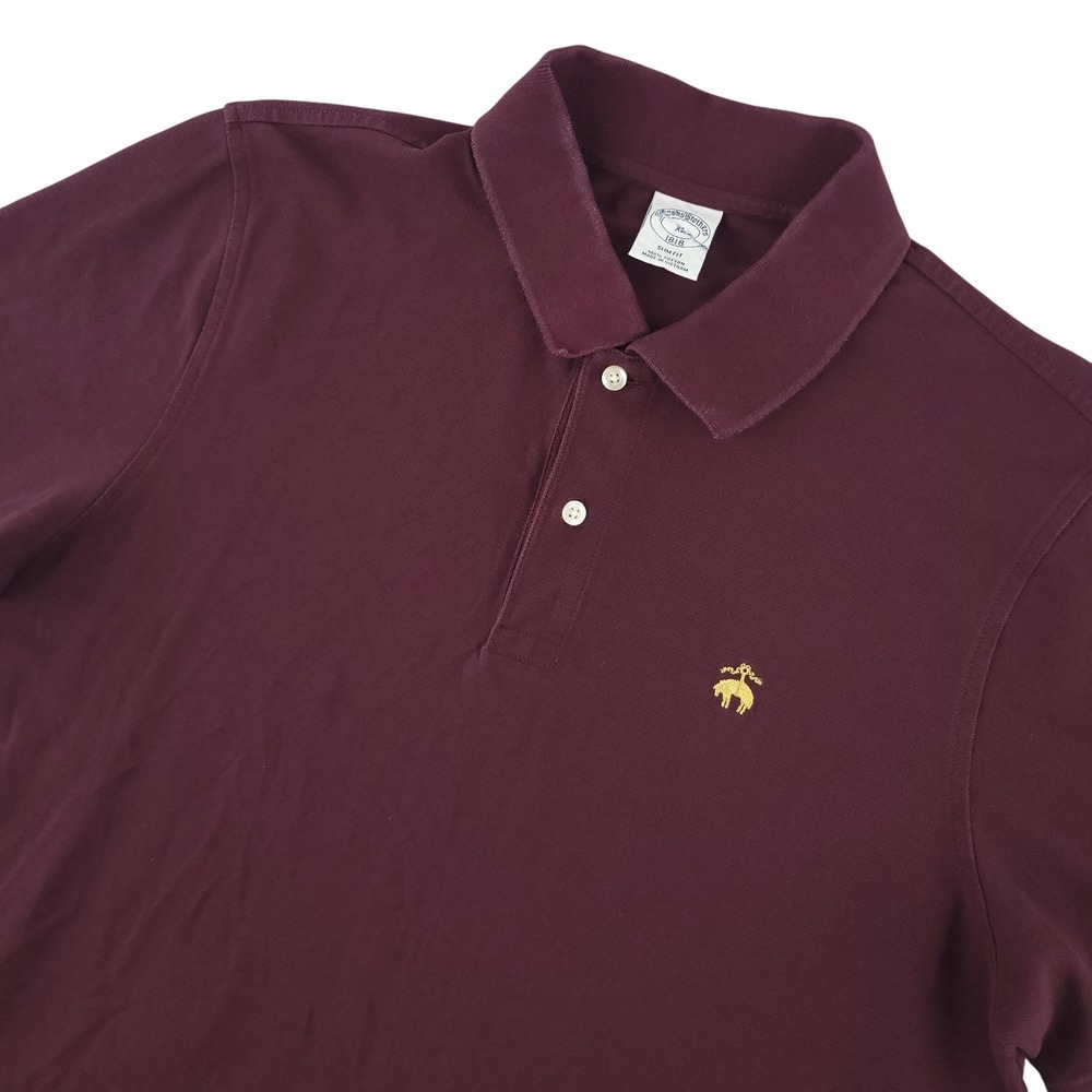 Brooks Brothers 1818 Polo Shirt Mens XL Red Solid Cotton Slim Fit Logo Top